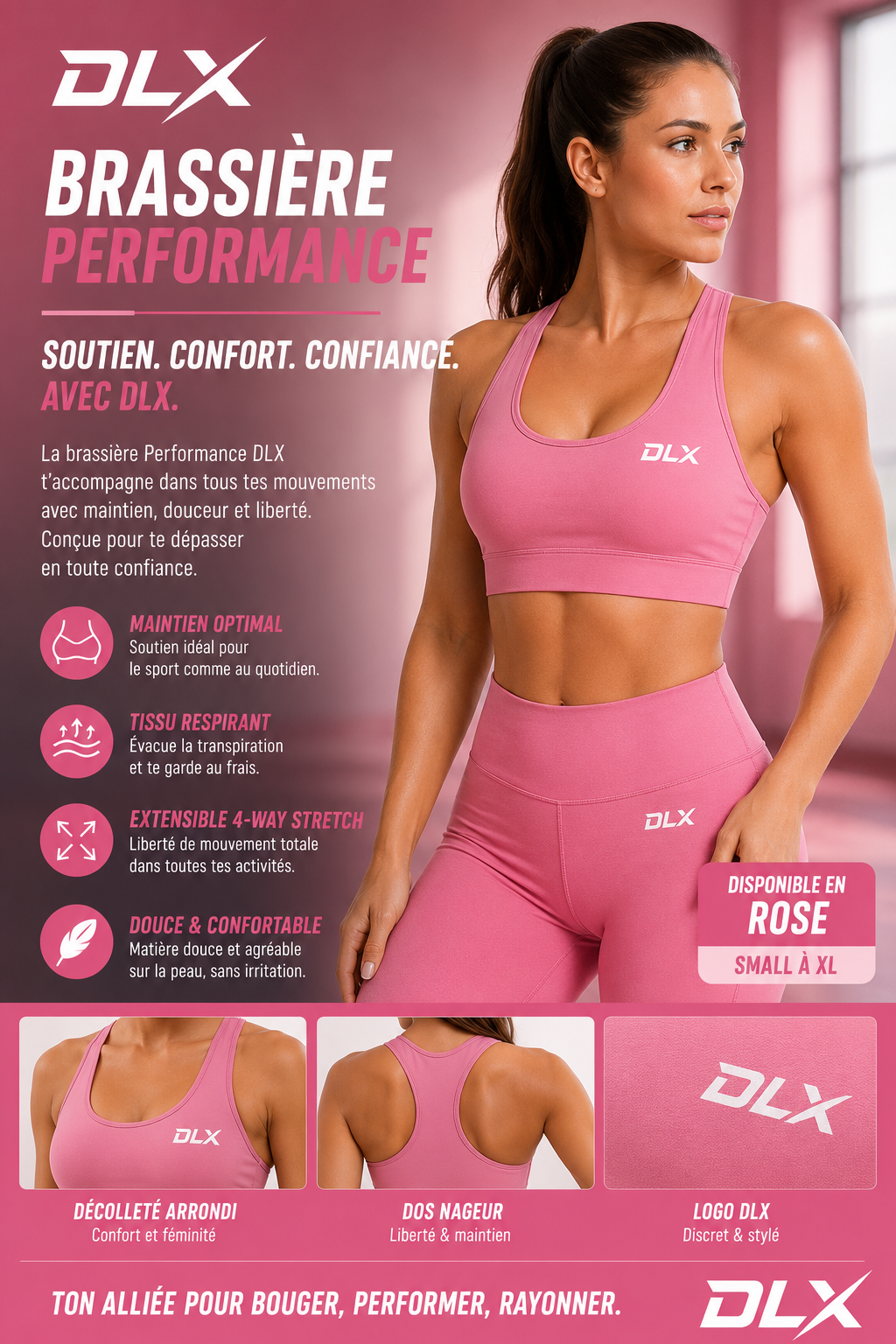 Brassière de sport rose