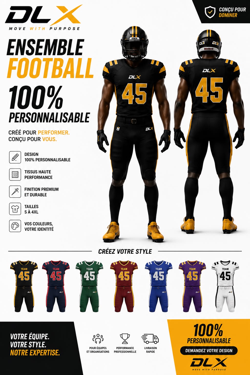 Ensemble de football 100% personnalisé pour vous